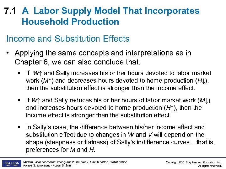 7. 1 A Labor Supply Model That Incorporates Household Production Income and Substitution Effects