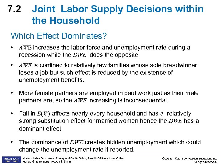 7. 2 Joint Labor Supply Decisions within the Household Which Effect Dominates? • AWE