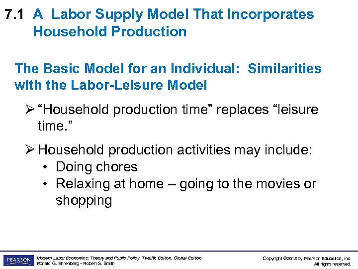 7. 1 A Labor Supply Model That Incorporates Household Production The Basic Model for