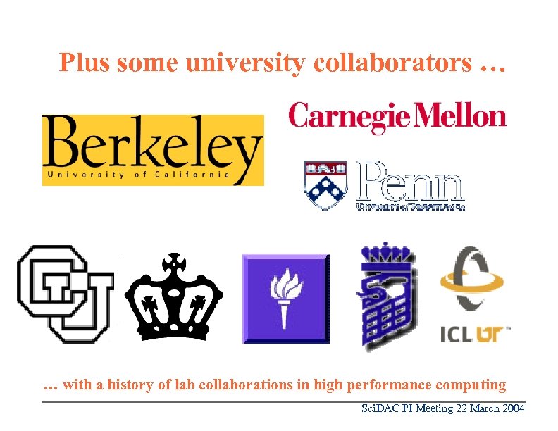 Plus some university collaborators … … with a history of lab collaborations in high