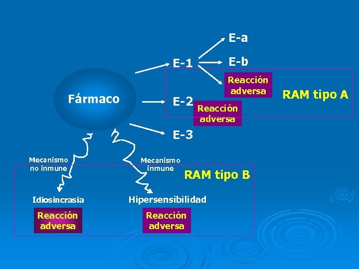 E-a E-b E-1 Fármaco E-2 Reacción E-c adversa Reacción adversa E-3 Mecanismo no inmune