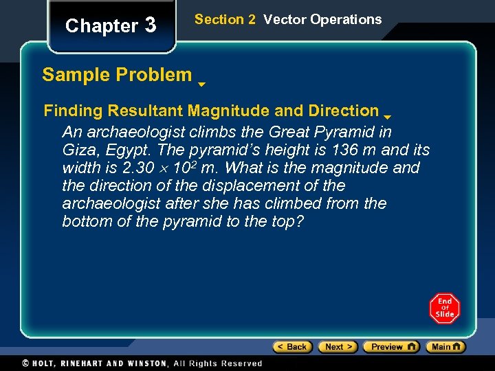 Chapter 3 Section 2 Vector Operations Sample Problem Finding Resultant Magnitude and Direction An