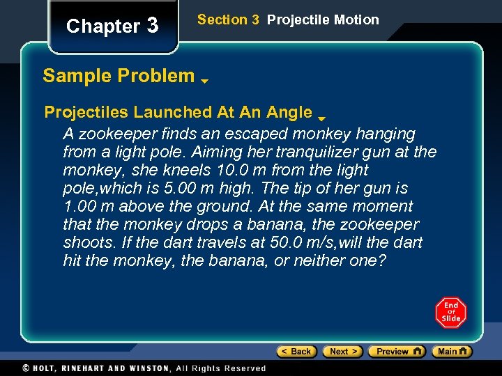 Chapter 3 Section 3 Projectile Motion Sample Problem Projectiles Launched At An Angle A