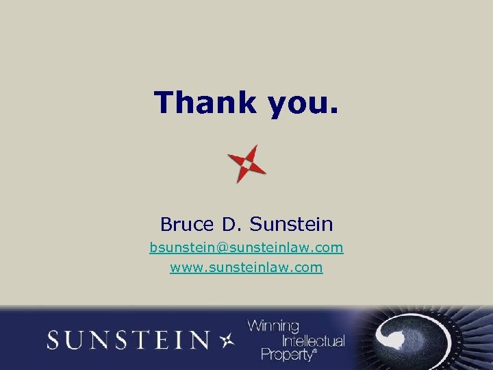 Thank you. Bruce D. Sunstein bsunstein@sunsteinlaw. com www. sunsteinlaw. com 