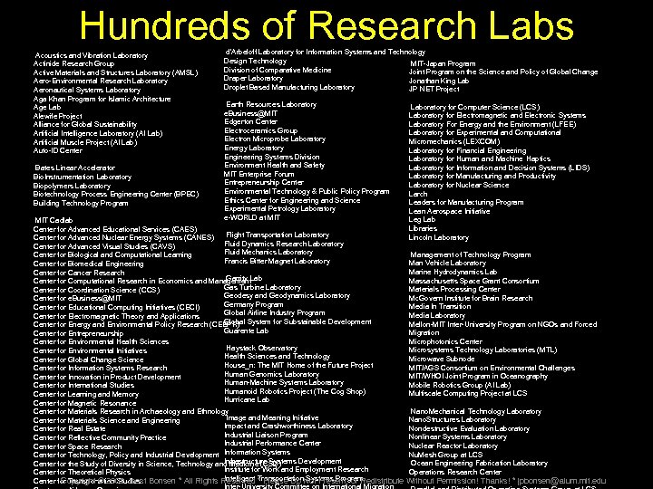 Hundreds of Research Labs d'Arbeloff Laboratory for Information Systems and Technology Acoustics and Vibration