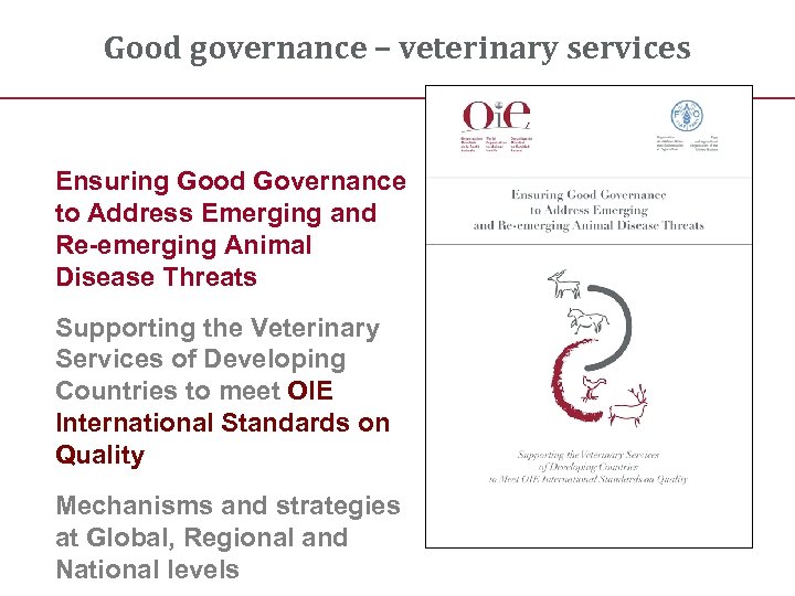 Good governance – veterinary services Ensuring Good Governance to Address Emerging and Re-emerging Animal