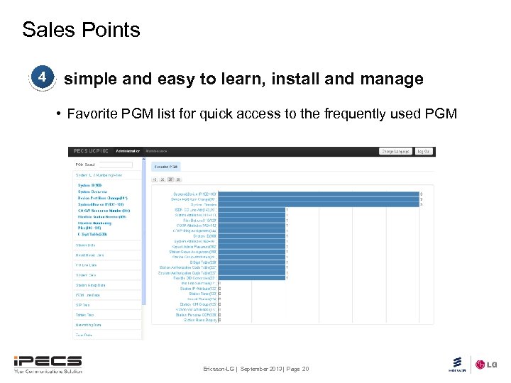 Sales Points 4 simple and easy to learn, install and manage • Favorite PGM