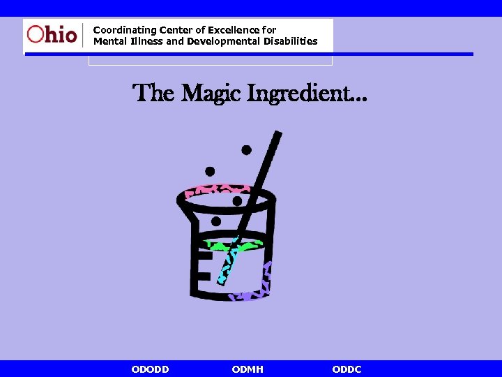 Coordinating Center of Excellence for Mental Illness and Developmental Disabilities The Magic Ingredient… ODODD