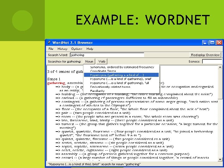 EXAMPLE: WORDNET 