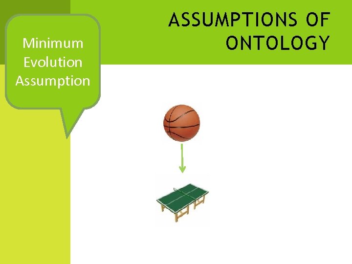 Minimum Evolution Assumption ASSUMPTIONS OF ONTOLOGY 