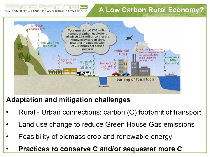A Low Carbon Rural Economy? Adaptation and mitigation challenges • Rural - Urban connections: