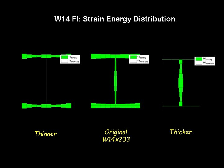 W 14 FI: Strain Energy Distribution Thinner Original W 14 x 233 Thicker 