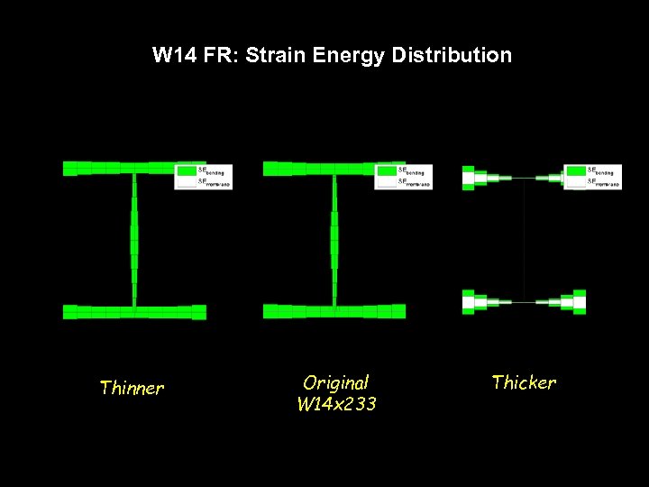 W 14 FR: Strain Energy Distribution Thinner Original W 14 x 233 Thicker 