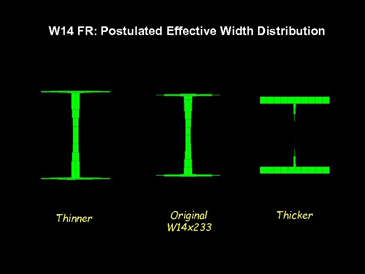 W 14 FR: Postulated Effective Width Distribution Thinner Original W 14 x 233 Thicker