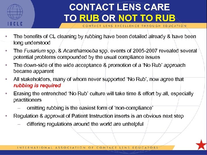 CONTACT LENS CARE TO RUB OR NOT TO RUB • The benefits of CL