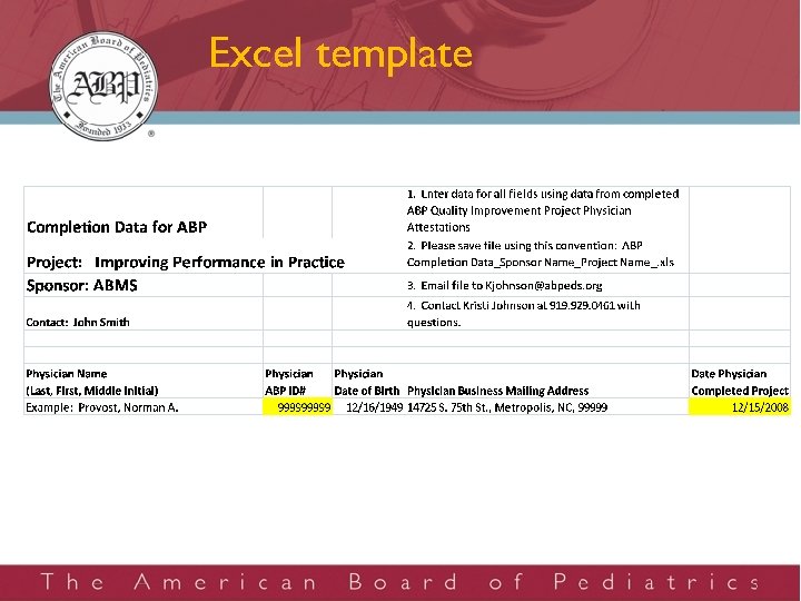 Excel template 