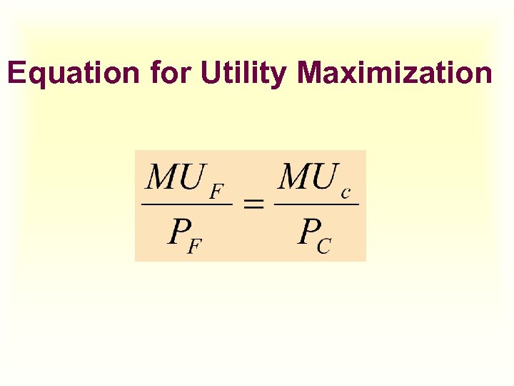 Equation for Utility Maximization 