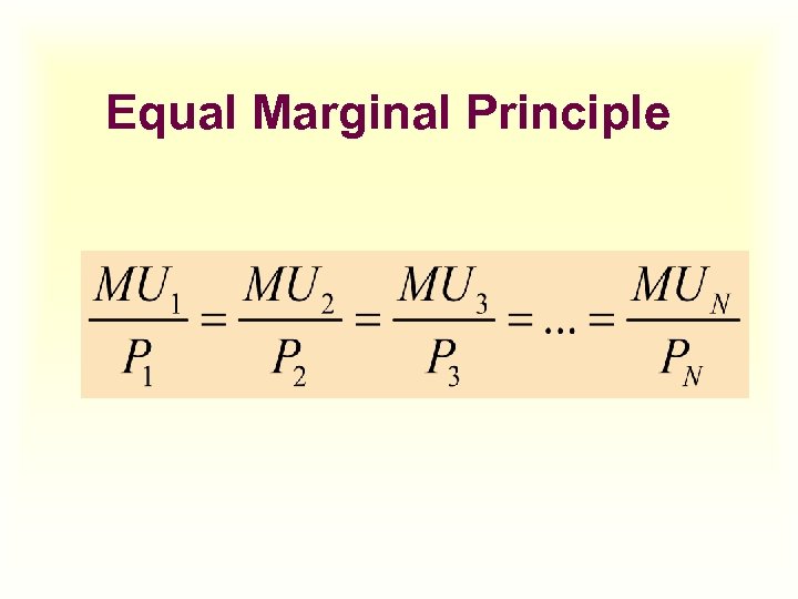 Equal Marginal Principle 