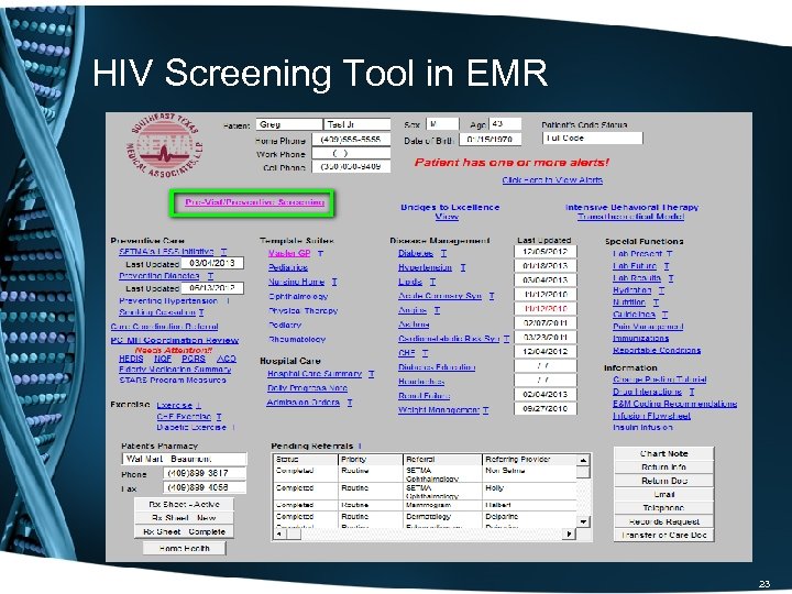 HIV Screening Tool in EMR 23 