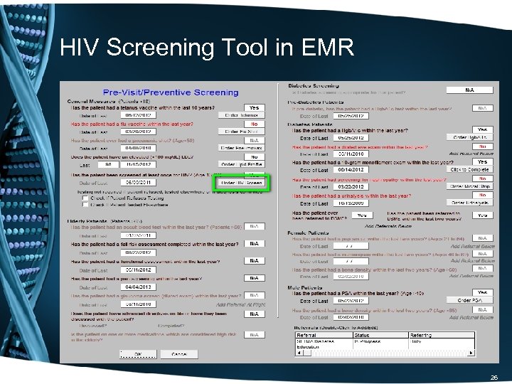 HIV Screening Tool in EMR 26 