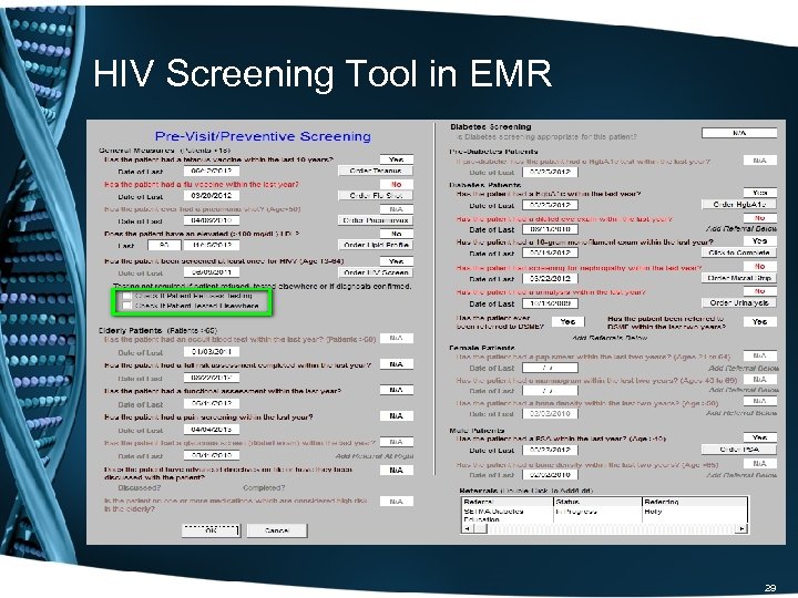 HIV Screening Tool in EMR 29 