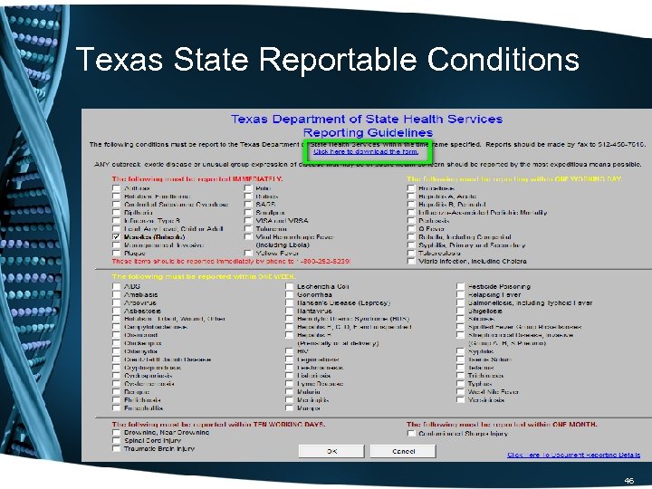 Texas State Reportable Conditions 46 