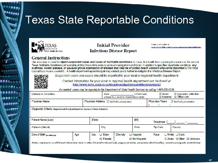 Texas State Reportable Conditions 47 