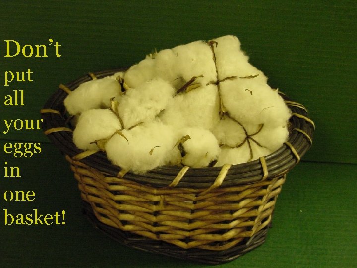 Don’t put all your eggs in one basket! 