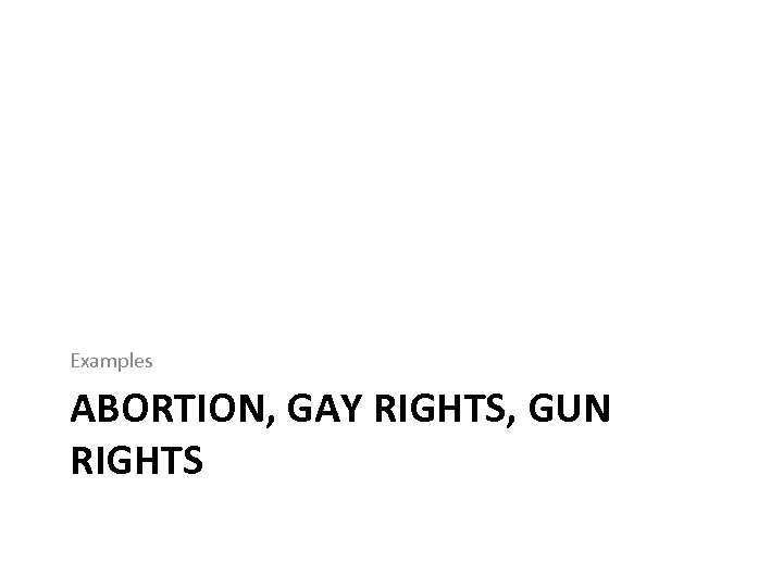 Examples ABORTION, GAY RIGHTS, GUN RIGHTS 