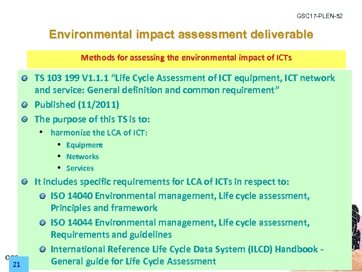 GSC 17 -PLEN-52 Environmental impact assessment deliverable Methods for assessing the environmental impact of