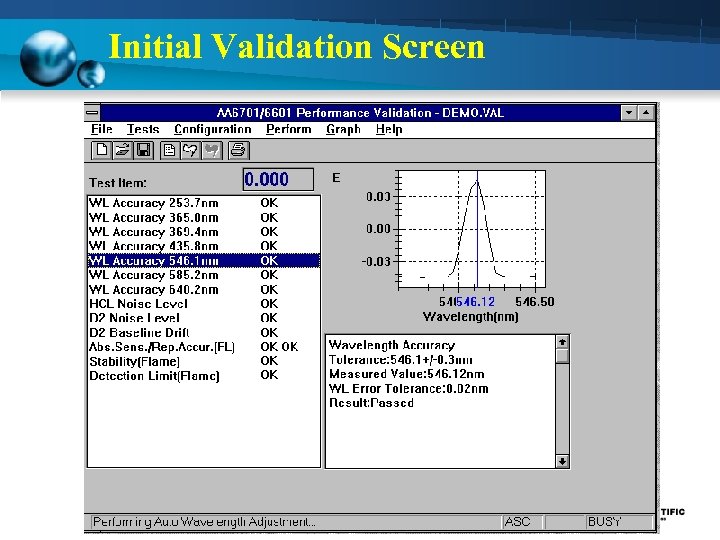 Initial Validation Screen 