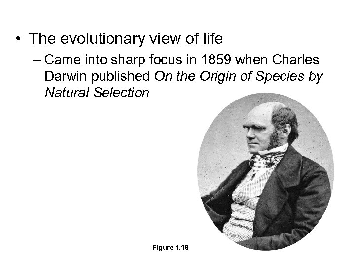 • The evolutionary view of life – Came into sharp focus in 1859