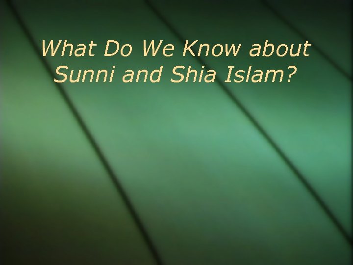 What Do We Know about Sunni and Shia Islam? 