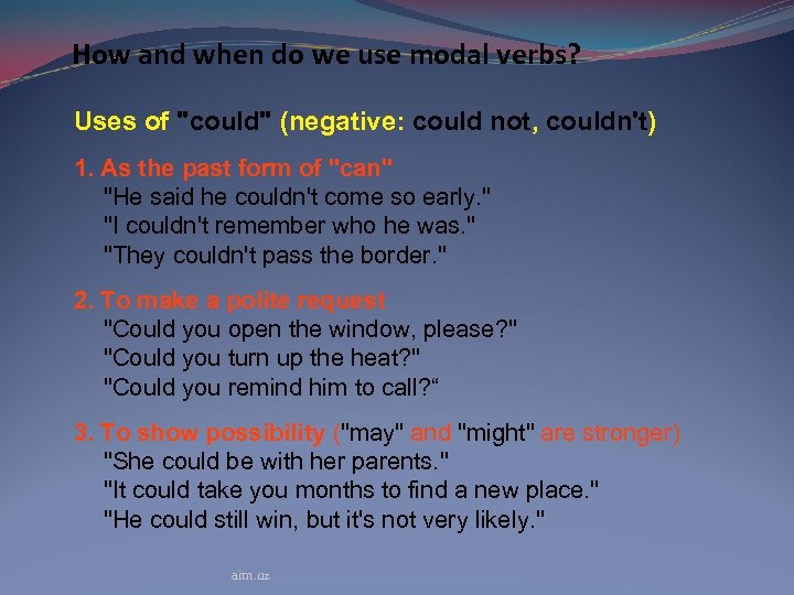 Modal verbs aim uz MODAL VERBS Modals