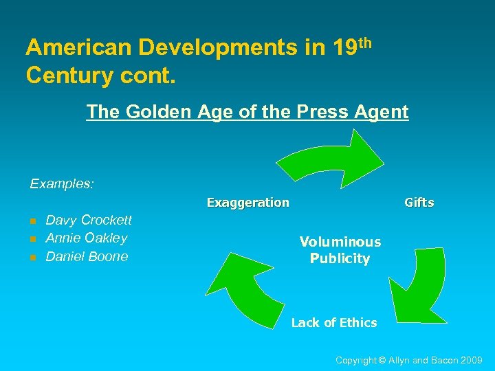 American Developments in 19 th Century cont. The Golden Age of the Press Agent