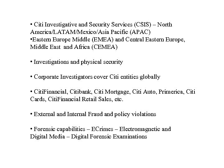 Citigroup Security And Investigative Services Loan Application Fraud