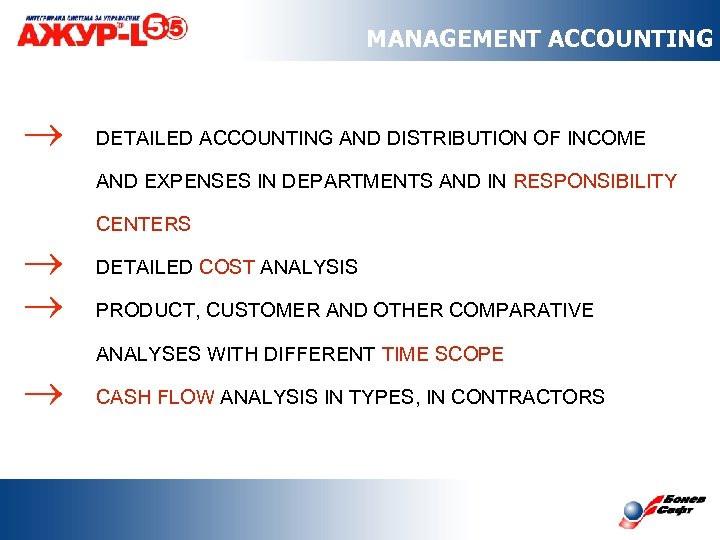 MANAGEMENT ACCOUNTING ® DETAILED ACCOUNTING AND DISTRIBUTION OF INCOME AND EXPENSES IN DEPARTMENTS AND