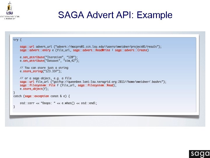 SAGA Advert API: Example 