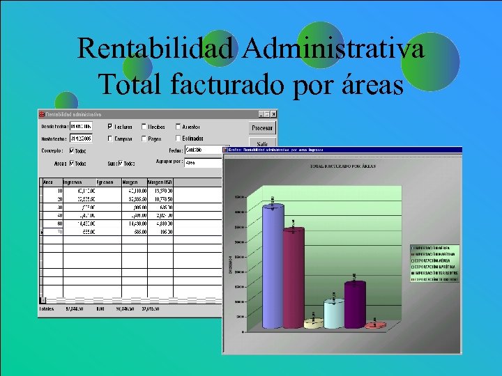 Rentabilidad Administrativa Total facturado por áreas 