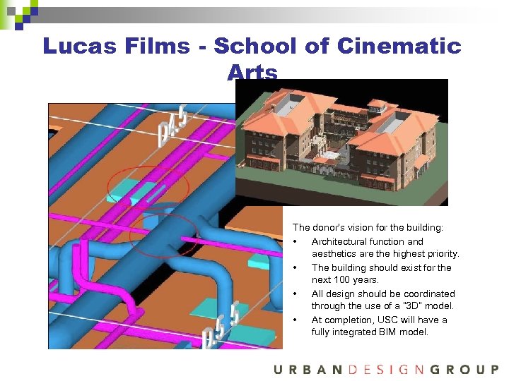 Lucas Films - School of Cinematic Arts The donor’s vision for the building: •