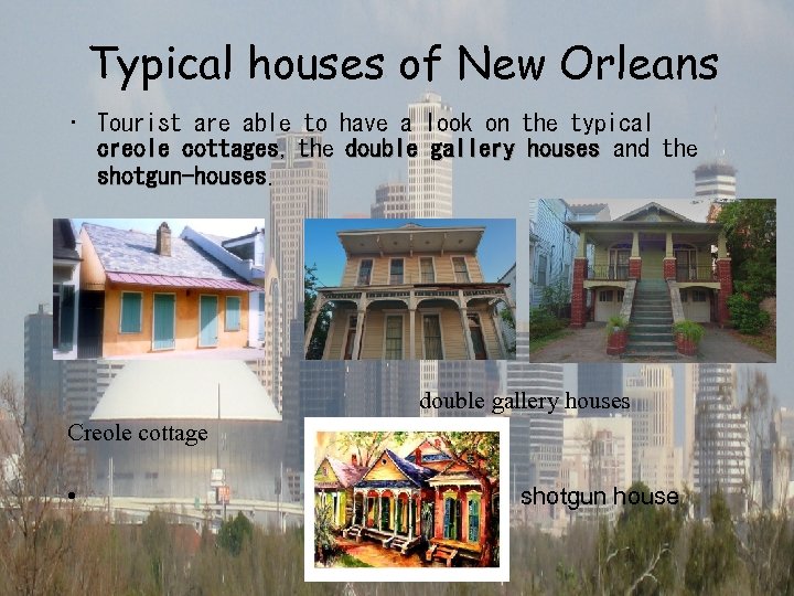 Typical houses of New Orleans • Tourist are able to have a look on