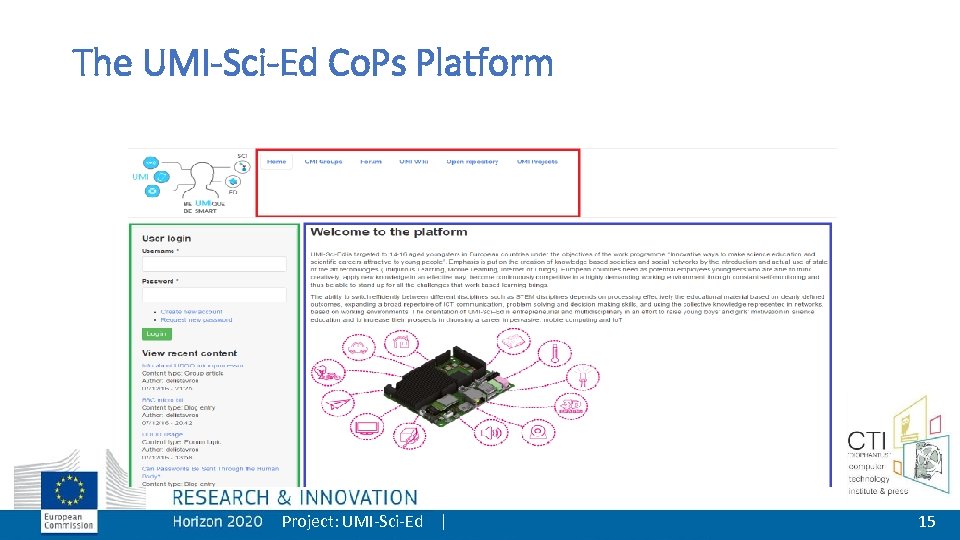 The UMI-Sci-Ed Co. Ps Platform Project: UMI-Sci-Ed | 15 