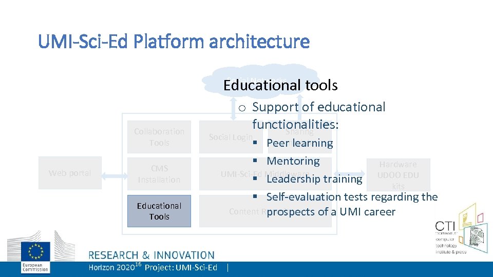 UMI-Sci-Ed Platform architecture Educational tools Social Networks Collaboration Tools Web portal CMS Installation Educational