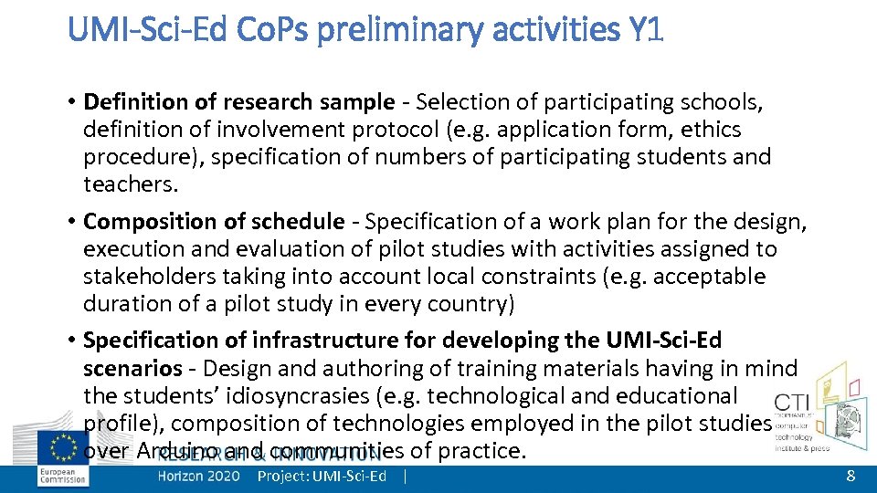 UMI-Sci-Ed Co. Ps preliminary activities Y 1 • Definition of research sample - Selection
