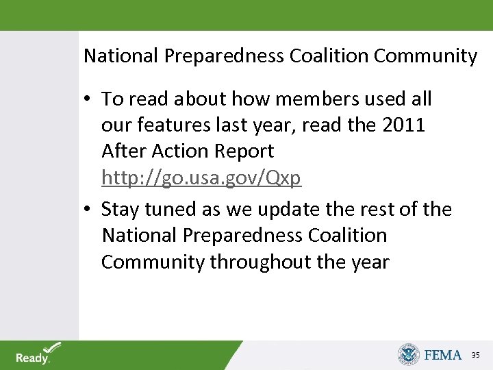 National Preparedness Coalition Community • To read about how members used all our features