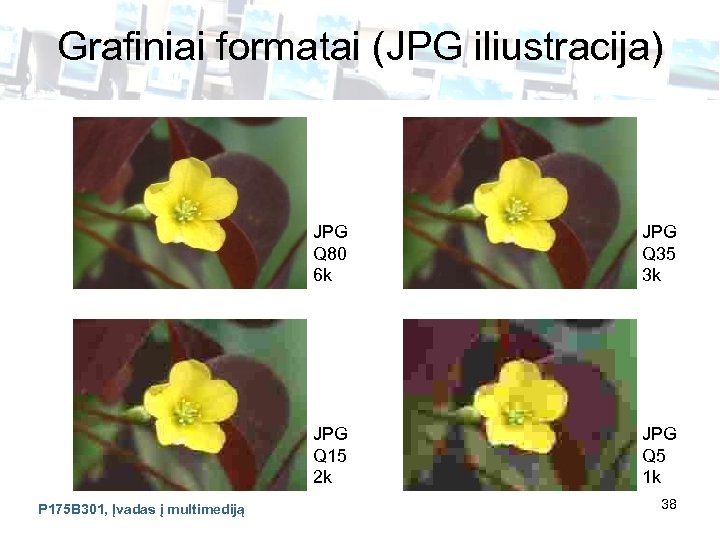 Grafiniai formatai (JPG iliustracija) JPG Q 80 6 k JPG Q 15 2 k