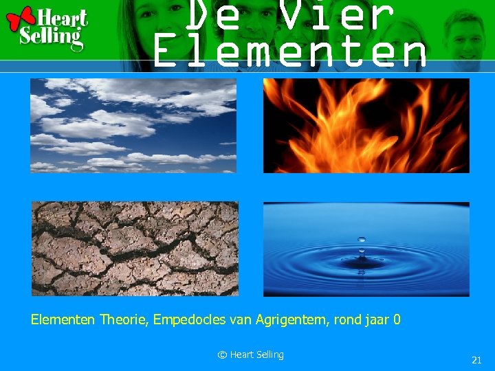 De Vier Elementen Theorie, Empedocles van Agrigentem, rond jaar 0 © Heart Selling 21