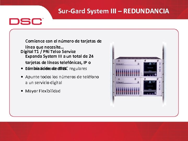 Sur-Gard System III – REDUNDANCIA Comience con el número de tarjetas de línea que