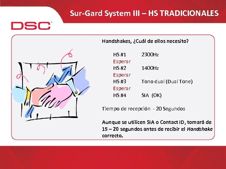 Sur-Gard System III – HS TRADICIONALES Handshakes, ¿Cuál de ellos necesito? HS #1 Esperar