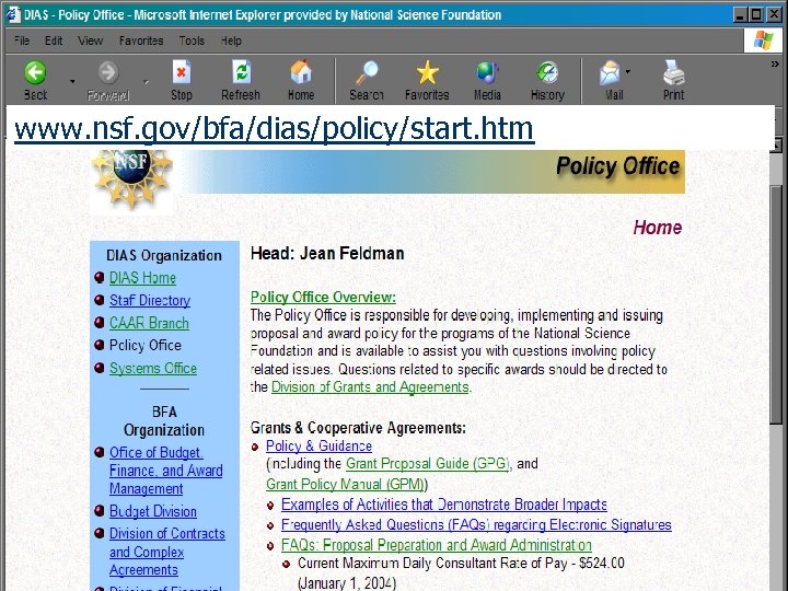 www. nsf. gov/bfa/dias/policy/start. htm 